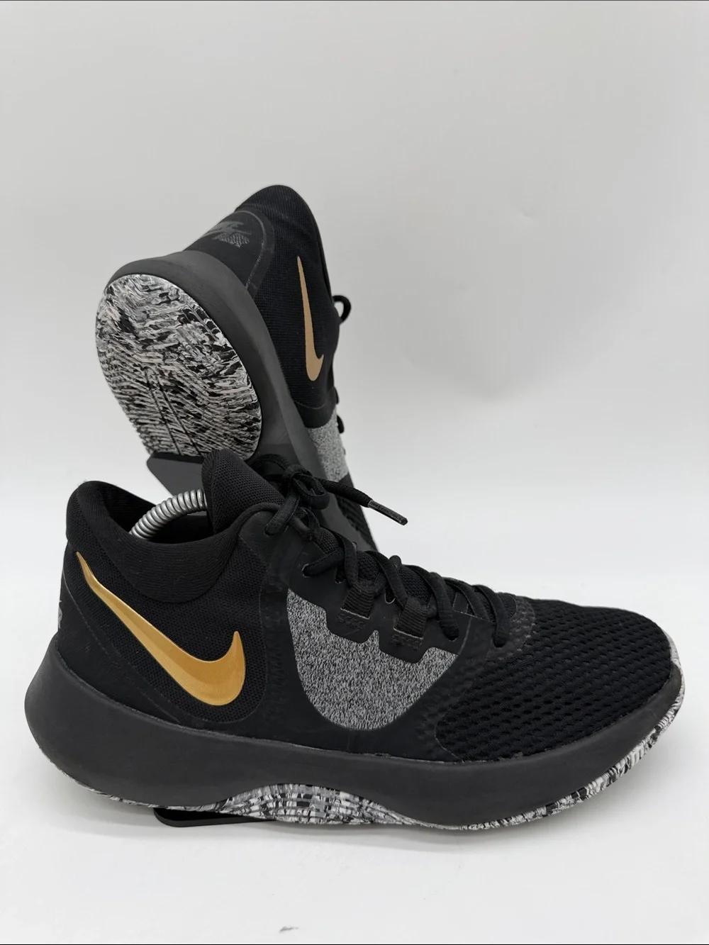 NIKE Air Precision II NBK Black/Metallic Gold B-Ball Trainer Mens 7.5 AA706-090